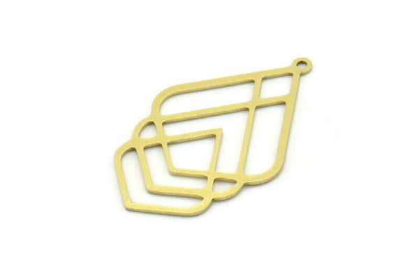 Brass Drop Charm, 6 Raw Brass Drop Charms With 1 Loop, Earrings, Findings (32x20x0.60mm) SMP0767