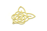 Brass Flower Charm, 6 Raw Brass Rose Charms With 1 Loop, Findings (25x23x0.60mm) SMP0768
