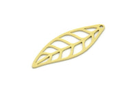 Brass Leaf Charm, 8 Raw Brass Leaf Charms With 1 Hole, Charm Pendants, Findings (33x12x0.60mm) SMP0770
