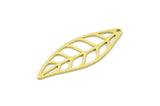 Brass Leaf Charm, 8 Raw Brass Leaf Charms With 1 Hole, Charm Pendants, Findings (33x12x0.60mm) SMP0770