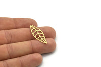 Brass Leaf Charm, 8 Raw Brass Leaf Charms With 1 Hole, Charm Pendants, Findings (33x12x0.60mm) SMP0770