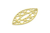 Brass Marquise Charm, 6 Raw Brass Oval Shaped Charms With 2 Holes, Findings (34x18x0.60mm) SMP0772
