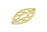 Brass Marquise Charm, 6 Raw Brass Oval Shaped Charms With 2 Holes, Findings (34x18x0.60mm) SMP0772