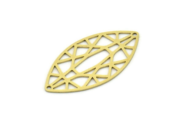 Brass Marquise Charm, 6 Raw Brass Oval Shaped Charms With 2 Holes, Findings (34x18x0.60mm) SMP0772