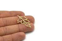 Brass Leaf Charm, 6 Raw Brass Leaf Charms With 1 Loop, Charm Pendants (39x22x0.60mm) SMP0773