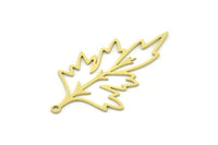 Brass Leaf Charm, 6 Raw Brass Leaf Charms With 1 Loop, Charm Pendants (39x22x0.60mm) SMP0773