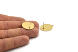 Brass Round Earring, 6 Raw Brass Round Stud Earrings With 1 Loop (22.5x20x1mm) E048 A3890