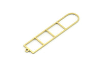 Brass Geometric Charm, 6 Raw Brass D Shape Charm With 1 Loop, Findings (44x9x0.80mm) SMP0776 A6047