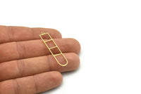 Brass Geometric Charm, 6 Raw Brass D Shape Charm With 1 Loop, Findings (44x9x0.80mm) SMP0776 A6047