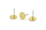 Brass Round Earring, 12 Textured Raw Brass Round Stud Earrings With 1 Hole (8x0.40mm) A1864 A3087