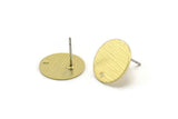 Brass Round Earring, 8 Textured Raw Brass Round Stud Earrings With 1 Hole (14x0.80mm) A1924 A3907