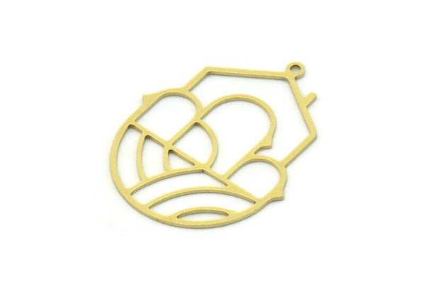 Brass House Charm, 4 Raw Brass House Shaped Charms With 1 Loop, Earrings, Findings (32x25x0.60mm) SMP0777