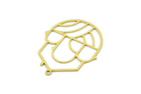 Brass House Charm, 4 Raw Brass House Shaped Charms With 1 Loop, Earrings, Findings (32x25x0.60mm) SMP0777