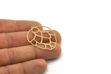 Brass Cone Charm, 2 Raw Brass Cone Shaped Charms With 1 Loop, Findings (37x31x0.60mm) SMP0780