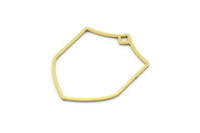 Brass Shield Charm, 4 Raw Brass Shield Charms With 1 Loop, Geometric Findings (29x23x0.80mm) SMP0781