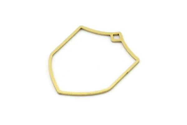 Brass Shield Charm, 4 Raw Brass Shield Charms With 1 Loop, Geometric Findings (29x23x0.80mm) SMP0781