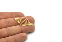 Brass Round Charm, 4 Raw Brass Irregular Shaped Round Charms With 2 Holes, Connectors (38x28x0.60mm) SMP0782