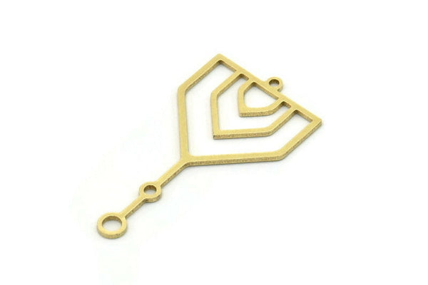 Brass Triangle Charm, 6 Raw Brass Triangle Shaped Charms With 2 Loops (37x19x0.80mm) SMP0783