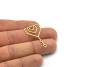 Brass Triangle Charm, 6 Raw Brass Triangle Shaped Charms With 2 Loops (37x19x0.80mm) SMP0783