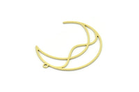 Brass Moon Charm, 6 Raw Brass Crescent Moon Charms With 1 Loop, Findings (31.5x12x0.60mm) SMP0785
