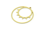 Brass Round Charm, 4 Raw Brass Sun Charms With 1 Loop, Charm Pendants (30x28x0.80mm) SMP0786