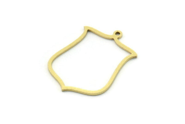 Brass Shield Charm, 6 Raw Brass Shield Charms With 1 Loop, Geometric Findings (24x18x0.80mm) SMP0787