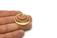 Brass Round Charm, 2 Raw Brass Round Charm With 1 Loop, Charm Pendants (34x32x0.80mm) SMP0793