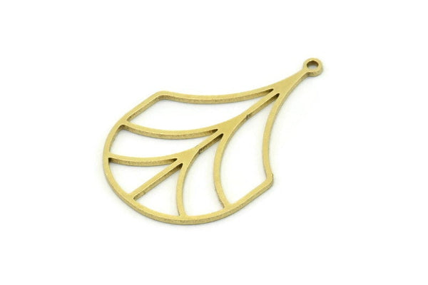 Brass Leaf Charm, 6 Raw Brass Leaf Charms With 1 Loop, Charm Pendants (32x21x0.80mm) SMP0794