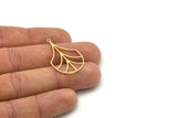 Brass Leaf Charm, 6 Raw Brass Leaf Charms With 1 Loop, Charm Pendants (32x21x0.80mm) SMP0794