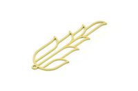 Brass Leaf Charm, 6 Raw Brass Leaf Charms With 1 Loop, Charm Pendants (46x18x0.60mm) SMP0795