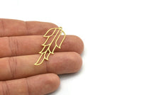 Brass Leaf Charm, 6 Raw Brass Leaf Charms With 1 Loop, Charm Pendants (46x18x0.60mm) SMP0795