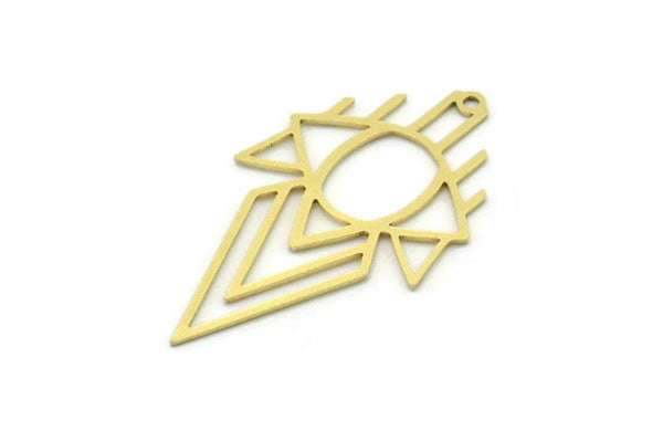 Brass Eye Charm, 6 Raw Brass Eye Charms With 1 Loop, Findings (38.5x22x0.60mm) SMP0796