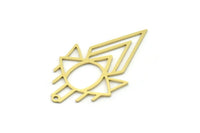 Brass Eye Charm, 6 Raw Brass Eye Charms With 1 Loop, Findings (38.5x22x0.60mm) SMP0796