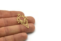 Brass Eye Charm, 6 Raw Brass Eye Charms With 1 Loop, Findings (38.5x22x0.60mm) SMP0796