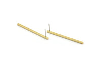 Earring Studs, 8 Raw Brass - Bar Earrings - Brass Bar Earrings With 1 Hole - Earrings (2x50mm) BS 1754 A3938