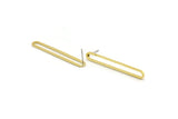 Brass Oval Earring, 8 Raw Brass Oval Stud Earrings (42x6x1mm) A4791 A6878