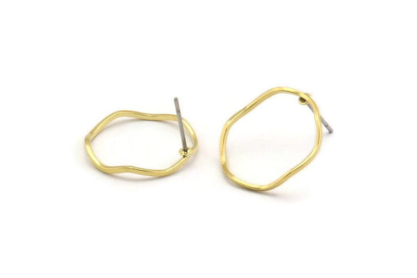 Brass Circle Earring, 8 Raw Brass Circle Stud Earrings (18x0.8mm) BS 1805 A6877