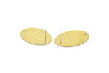 Brass Oval Earring, 4 Raw Brass Textured Oval Stud Earrings With 1 Hole (32x23x0.80mm) A1894 A3571