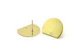 Semi Circle Earring, 6 Raw Brass Semi Circle Stud Earrings With 1 Hole (18x14x0.90mm) D0707 A3669