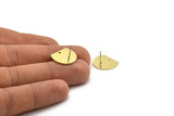 Semi Circle Earring, 6 Raw Brass Semi Circle Stud Earrings With 1 Hole (18x14x0.90mm) D0707 A3669