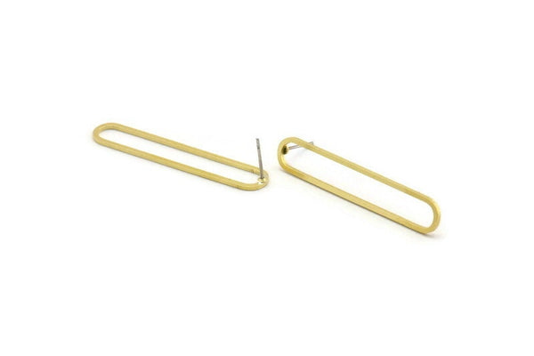 Brass Oval Earring, 8 Raw Brass Oval Stud Earrings (45x8x1mm) A4792 A3865