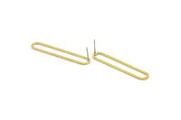 Brass Oval Earring, 8 Raw Brass Oval Stud Earrings (45x8x1mm) A4792 A3865