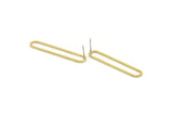 Brass Oval Earring, 8 Raw Brass Oval Stud Earrings (45x8x1mm) A4792 A3865