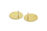 Brass Round Earring, 6 Textured Raw Brass Round Stud Earrings With 1 Hole (20x0.80mm) A1862 A2707