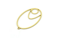 Brass Oval Charm, 4 Raw Brass Oval Charms With 1 Loop, Earring Charms (33x20x0.80mm) SMP0801