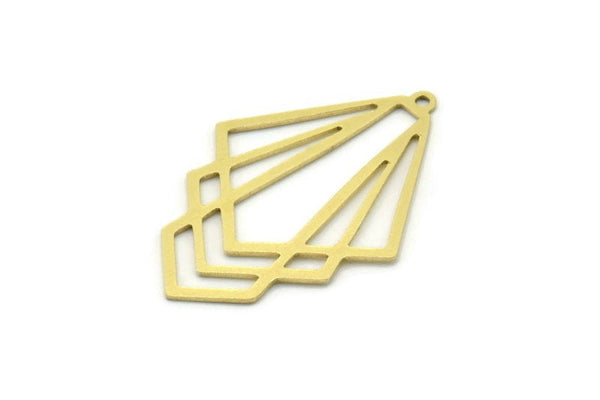 Brass Diamond Charm, 4 Raw Brass Diamond Shaped Charms With 1 Loop, Pendant Findings (33x23x0.60mm) SMP0802