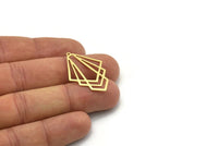 Brass Diamond Charm, 4 Raw Brass Diamond Shaped Charms With 1 Loop, Pendant Findings (33x23x0.60mm) SMP0802
