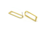 D Shaped Earring, 4 Raw Brass D Shaped Stud Earrings With 1 Hole (32x10x1mm) BS 1934 A3932