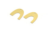 Brass Charm, 10 Raw Brass, Brass Pendants, Charm Pendants, U Shaped Charms, Brass U Shape Charms With 1 Hole (20x19x0.60mm) A3923
