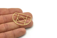 Brass D Shaped Charm, 2 Raw Brass D Shaped Charms With 1 Loop, Earrings, Findings (30x37x0.80mm) SMP0807